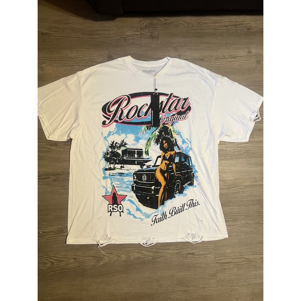 NWT Rockstar Original Men's Oversized Graphic T-Shirt White GTA Size 2XL